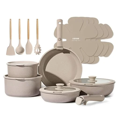 Beige Pots and Pans Set For Every Cooking Need