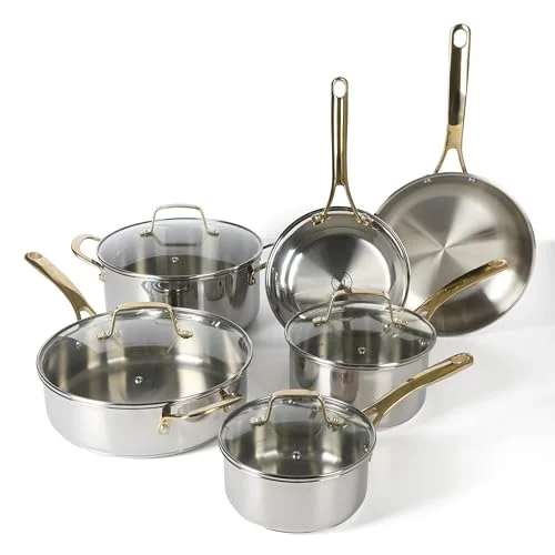 Stainless Steel Cookware with Gold Handles for Every Cooking Situation