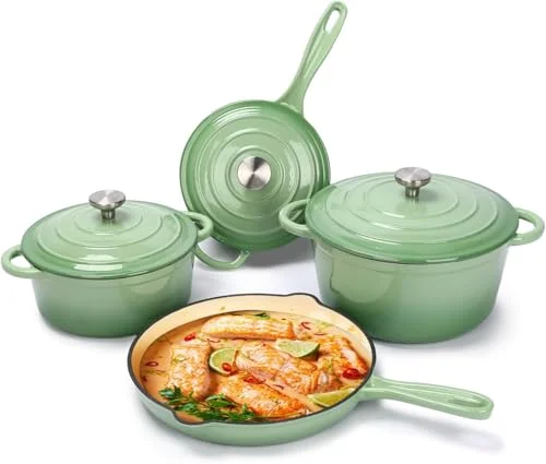 Green Cast Iron Cookware Set For Every Culinary Need