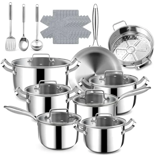23 pcs stainless steel cookware set