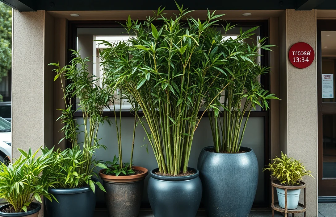container bamboo in pots for privacy