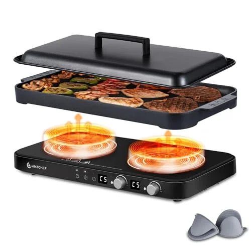 double oven electric range with induction cooktop