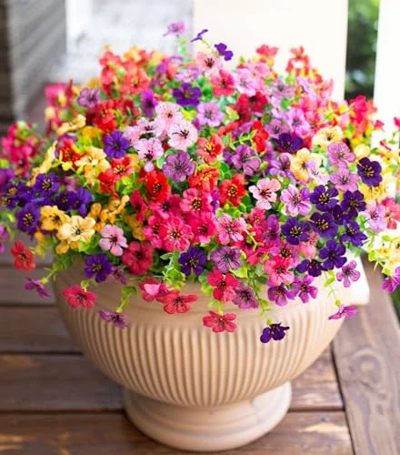 fake flowers for outdoor pots