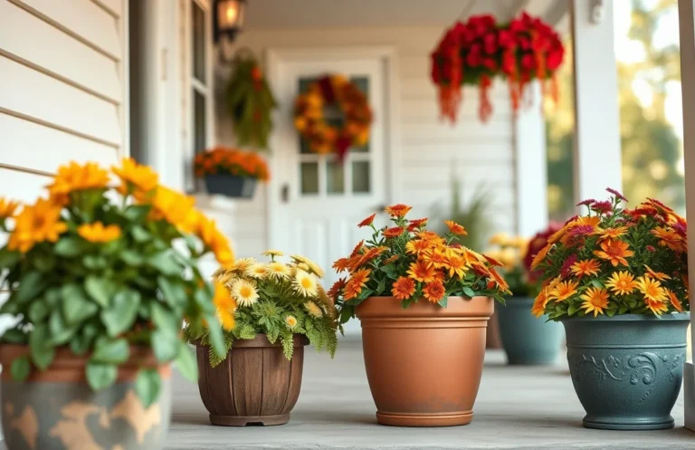 fall flower pots for porch