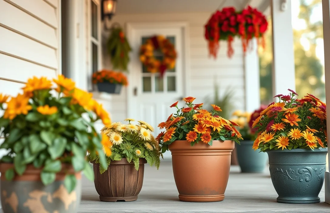 fall flower pots for porch