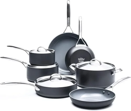 greenpan paris pro 5 piece ceramic non stick cookware set