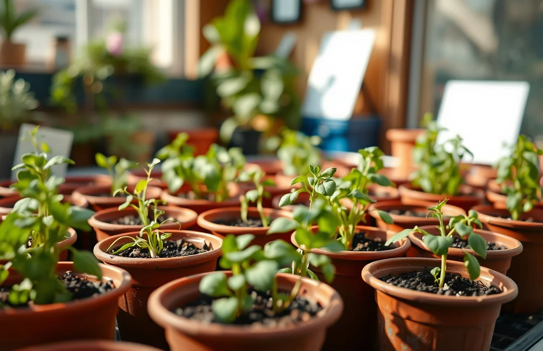 growing herbs in small pots