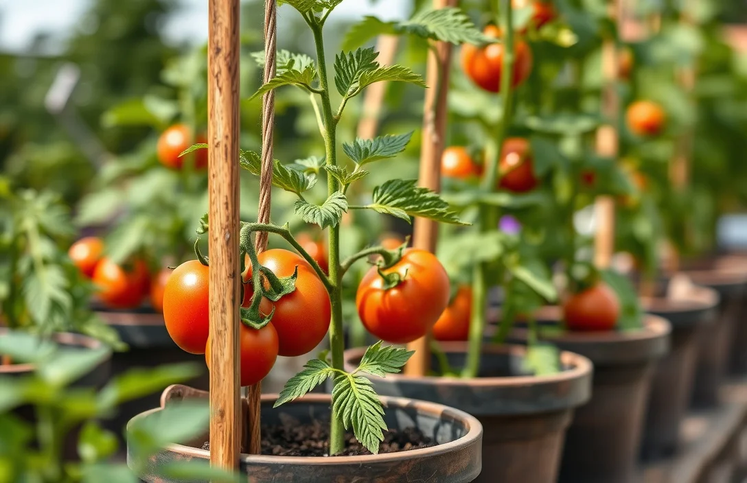 How to begin - how to stake tomatoes in pots?