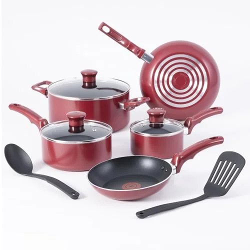 t fal cookware set red