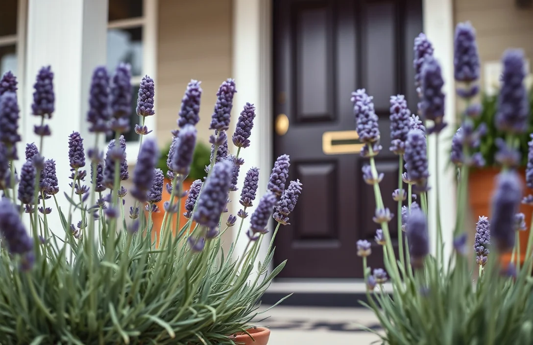 What Succeeds - lavender in pots by front door