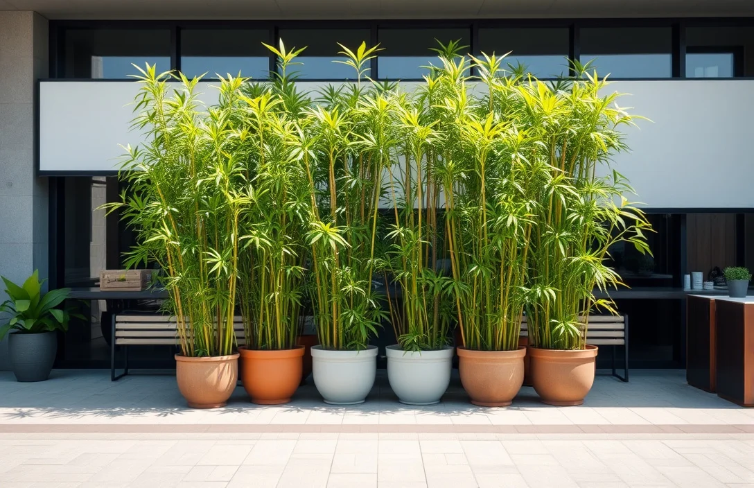 What Works - container bamboo in pots for privacy